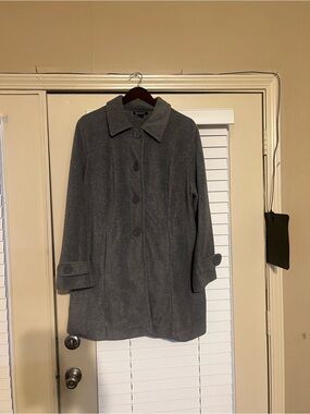Roaman's Gray Classic Button-Front Pea Coat